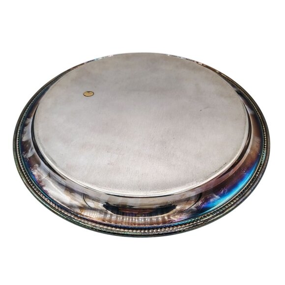 Serving Tray Vintage Castleton Round Plate Etched Patina International Silver Co - Picture 11 of 16